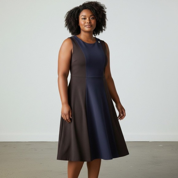 Tommy Hilfiger Dresses & Skirts - Tommy Hilfiger A-Line Fit & Flare Women's Dress Navy Black Colorblock‎ Size 10